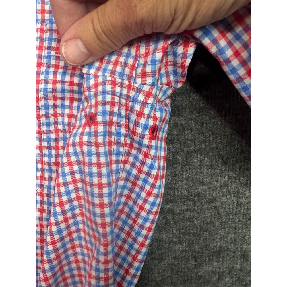 Southern Tide Intercoastal Mens Small Red Blue Gingham Stretch Button Down Shirt - Picture 5 of 12